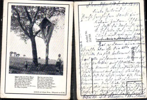 354788,Marterl Mann Kind Tracht Baum Text Religion