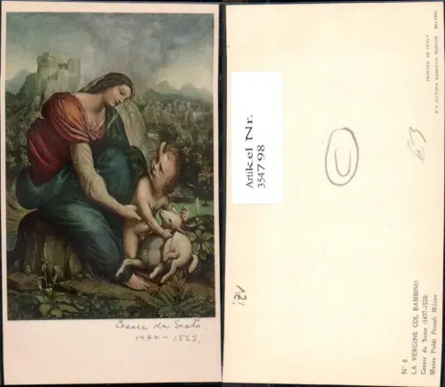 354798,Künstler Ak Cesare da Sesto La Vergine col Bambino Religion