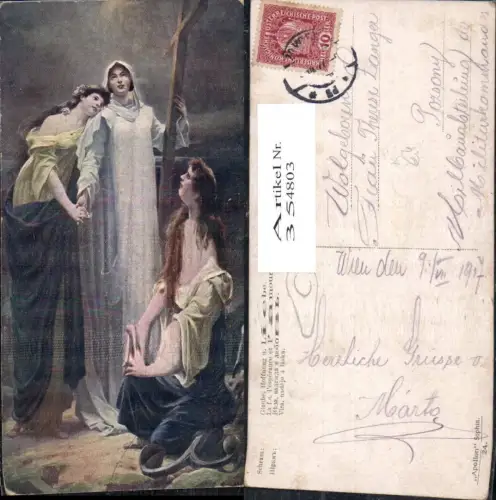 354803,Künstler Ak Schram Glaube Hoffnung u. Liebe Frauen Kreuz Religion