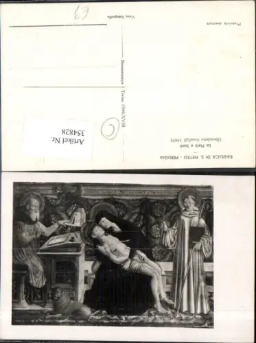 354828,Künstler Ak Benedetto Buonfigli La Pieta e Santi Basilica di S. Pietro Perugia Religion