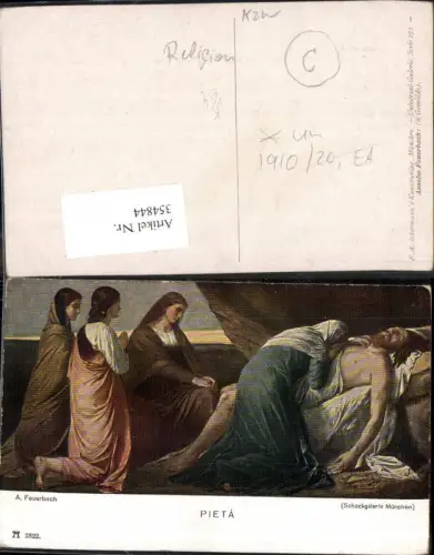 354844,Künstler Ak A. Feuerbach Pieta Frauen weinen um Jesus Religion pub F. A. Ackermann 272/2822