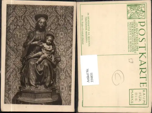 354851,Künstler Ak Benedetto da Maiano Thronende Madonna Religion