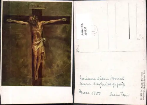 354853,Künstler Ak M. Spötl Für dich Jesus a. Kreuz Religion pub Selbstverlag M. Spötl Schwaz 322