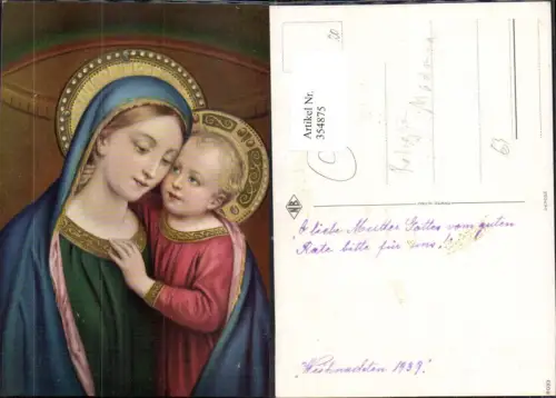354875,Künstler Ak Madonna m. Kind Jesuskind Heiligenschein Religion
