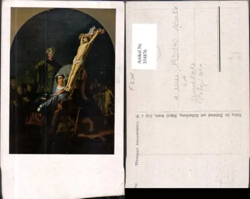 354876,Künstler Ak Rembrandt Kreuzaufrichtung Jesus Religion
