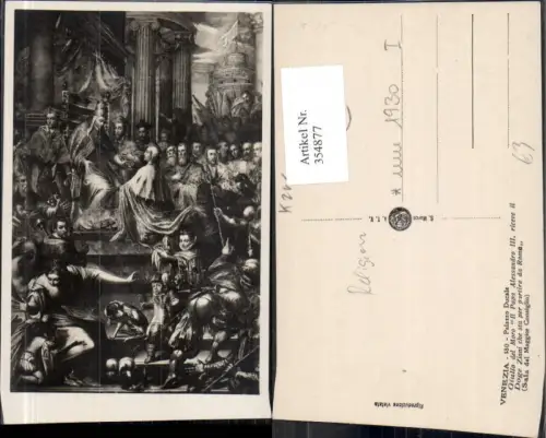 354877,Künstler Ak Giulio del Moro Papa Alessandro III Palazzo Ducale Venezia Religion