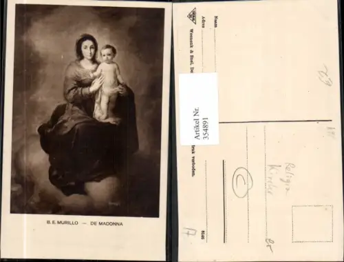 354891,Künstler Ak B. E. Murillo De Madonna Religion