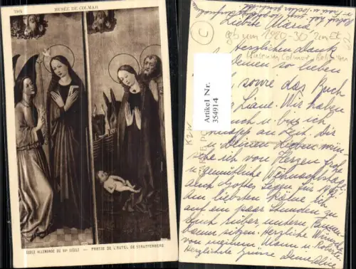 354914,Künstler Ak Partie de l Autel de Stauffenberg Musee de Colmar Engel Madonna Jesuskind Religion