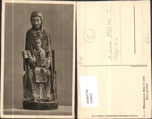 354915,Mittelrheinisch Mitte 11 Jahrh. Maria m. Kind Statue Religion