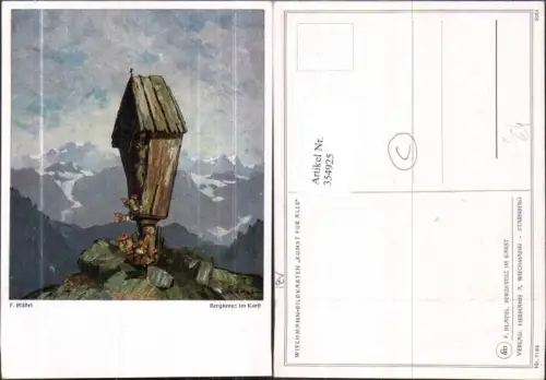 354925,Künstler Ak F. Blädel Bergkreuz i. Karst Bergkulisse Marterl Religion