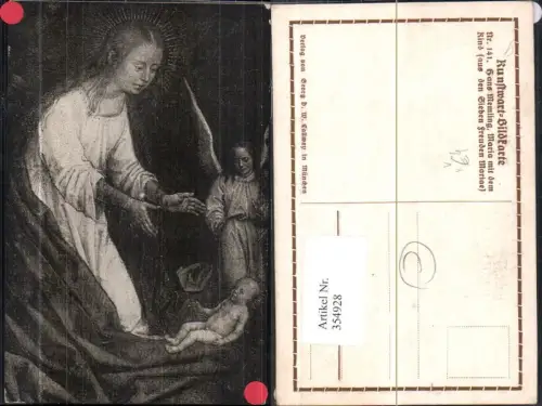 354928,Künstler Ak Hand Memling Maria m.d. Kind Religion pub Kunstwart 141
