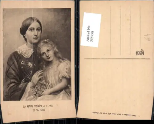 355958,Künstler Ak La petit Therese a 4 ans et sa mere Religion