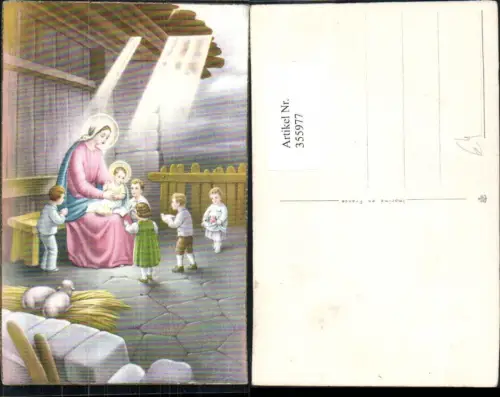 355977,Künstler Ak Maria m. Jesuskind Kinder Schafe Religion