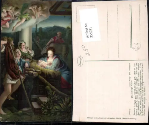 355981,Künstler Ak Antonio Allegri gen. Correggio Die heilige Nacht Religion pub Stengel Co 29703