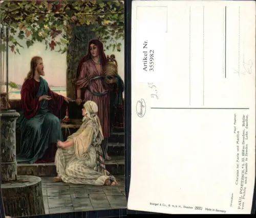355982,Künstler Ak Paul Poetzsch Christus b. Maria u. Martha Religion pub Stengel Co 29057