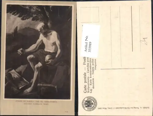 355989,Künstler Ak Jusepe de Ribera Der hl. Hieronymus Religion