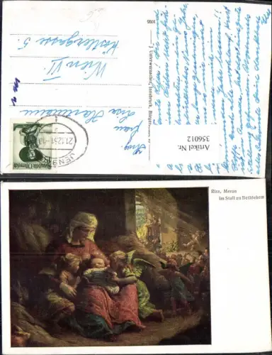 356012,Künstler Ak Riss Meran Im Stall zu Bethlehem Religion Engel