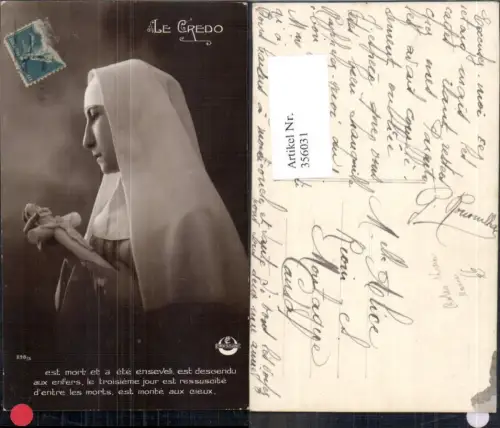 356031,Foto Ak Nonne Kreuz Rotes Kreuz Religion