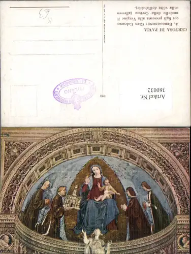 380032,Künstler Ak A. Bergognone Certosa di Pavia Fresco Fresko Religion