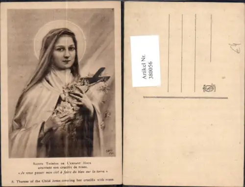 380056,Künstler Ak S. Therese of the Cild Jesus covering her crucifix with roses Religion