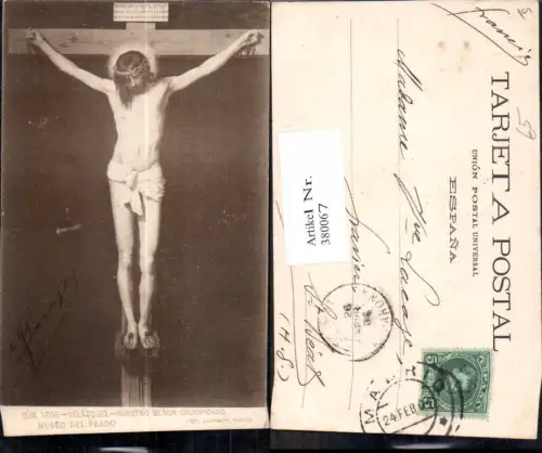 380067,Künstler Ak Velazquez Nuestro senor Crucificado Jesus a. Kreuz Dornenkrone Religion