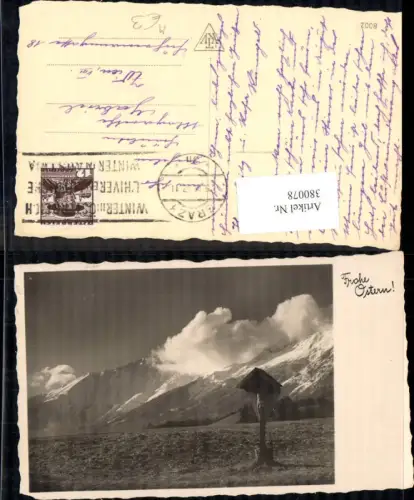 380078,Foto Ak Wegkreuz Marterl Bergkulisse Religion Ostern