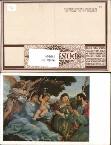 380104,Künstler Ak Lorenzo Lotto Maria m. d. Kinde u. mit Heiligen Religion