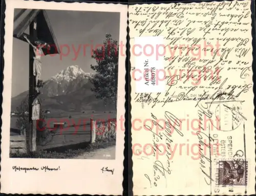 408078,Foto Ak Bildstock Flurkreuz Berkulisse Religion