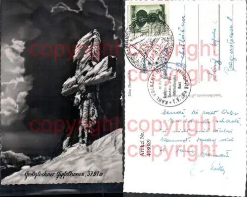 408089,Großglockner Gipfelkreuz m. Eis Schnee Heiligenblut Bildstock Flurkreuz Religion
