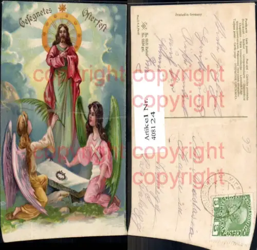 408124,Künstler Ak Jesus Engel Palmwedel Ostern Religion