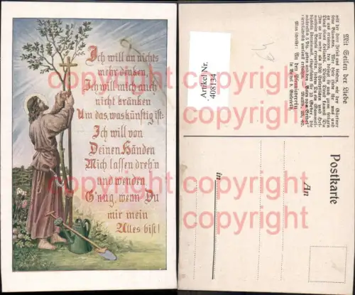408134,Künstler Ak Jesus als Gärnter Text Mit Zeilen der Liebe Religion