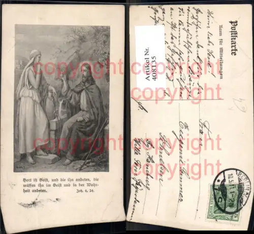 408135,Künstler Ak L. Ludwig Jesus m. Frau Spruch Text Johannes 4.24 Religion