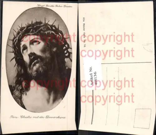 408136,Künstler Ak Reni Christus m. d. Dornenkrone Passepartout Religion
