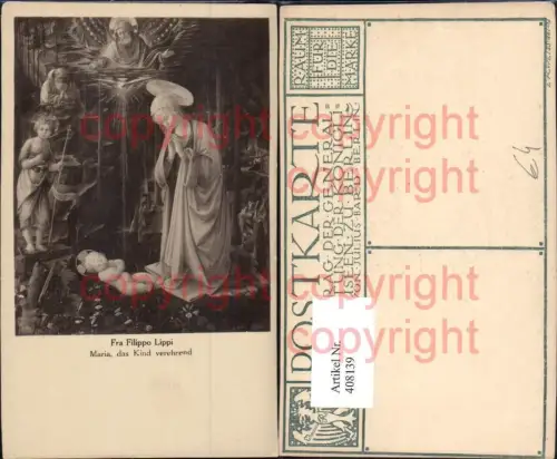 408139,Künstler Ak Filippo Lippi Maria das Kind verehrend Jesuskind Engel Religion