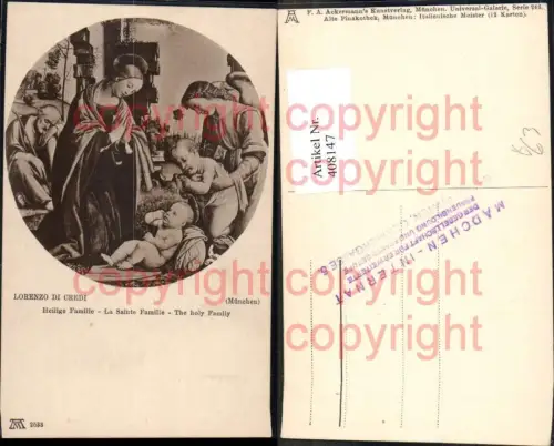 408147,Künstler Ak Lorenzo di Credi Heilige Familie Religion pub F. A. Ackermann 246/2533