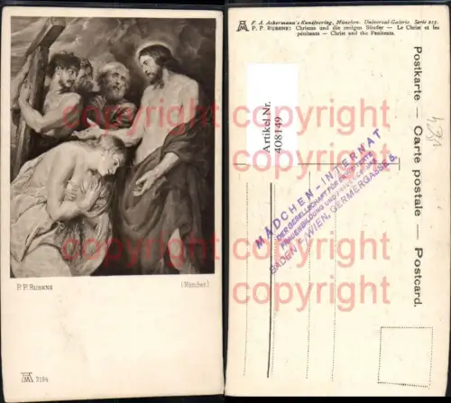 408149,Künstler Ak Peter Paul Rubens Christus u. d. reuigen Sünder Religion pub F. A. Ackermann 215/2194