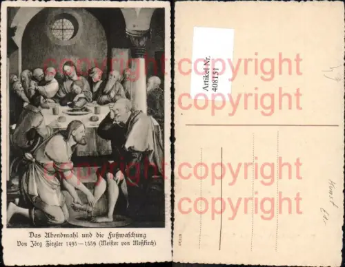 408151,Künstler Ak Jörg Ziegler Das Abendmahl u. d. Fußwaschung Jesus Religion