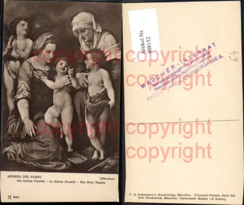 408152,Künstler Ak Andrea del Sarto Die heilige Familie Religion pub F. A. Ackermann 246/2540