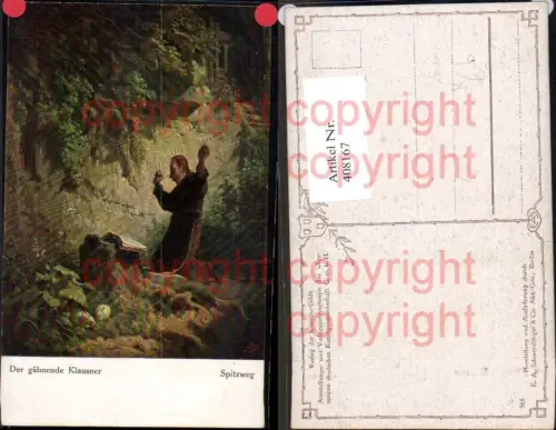 408167,Künstler Ak C. Spitzweg Der gähnende Klausner Mönchen Lesen Buch Religion