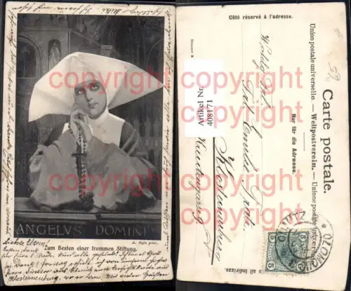408171,Künstler Ak A. Soja Angelus Domini Nonne Rosenkranz Religion