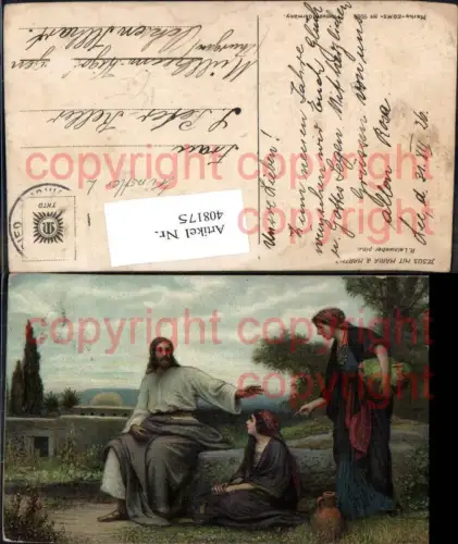 408175,Künstler Ak Rob. Leinweber Jesus m. Maria u. Martha Religion