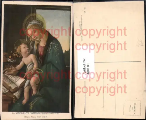 408181,Künstler Ak Botticelli La Vergine col Bambino Jungfrau Jesuskind Lesen Religion