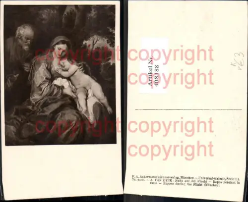408188,Künstler Ak A. Van Dyck Ruhe auf der Flucht Religion pub F. A. Ackermann 214/2180
