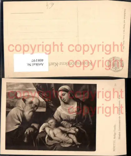 408197,Künstler Ak Moretto Heilige Familie Religion