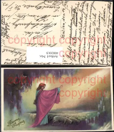 408203,Künstler Ak Jesus als Hirte Schafe Schafherde Ostern Glocken Religion