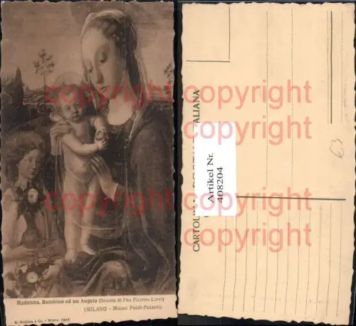 408204,Künstler Ak Filippo Lippi Madonna Bambino ed un Angelo Jungfrau m. Kind Religion
