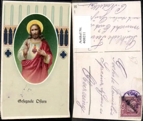 408211,Künstler Ak Jesus Heiligenschein Herz Jesu Ostern Religion