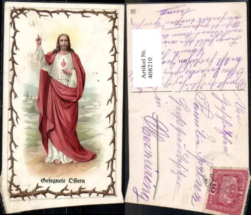408210,Künstler Ak Jesus Herz Jesu Dornenkranz Passepartout Ostern Religion