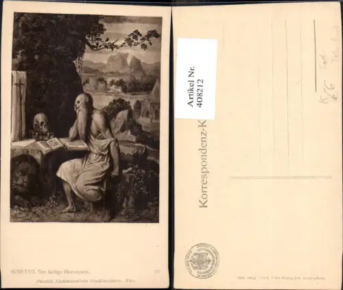 408212,Künstler Ak Moretto Der heilige Hieronymus Totenkopf Buch Lesen Tod Religion