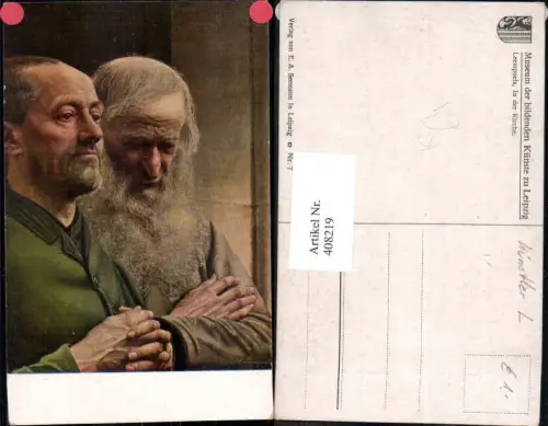 408219,Künstler Ak Leempoels In der Kirche Betende Alte Männer Religion